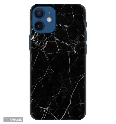 JugaaduStore Designer Printed Slim Fit Hard Case Back Cover for Apple iPhone 12 / iPhone 12 Pro | Classy Black Marble (Polycarbonate)
