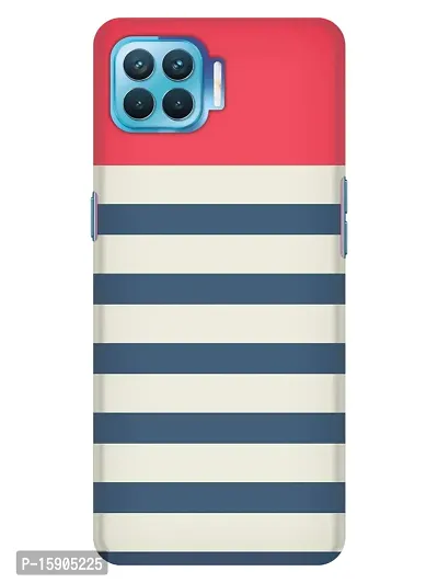 JugaaduStore Designer Printed Slim Fit Hard Case Back Cover for Oppo F17 Pro | Pink Blue Stripes (Polycarbonate)-thumb0