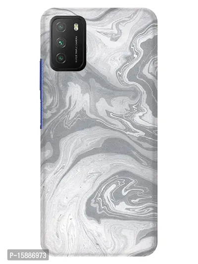 JugaaduStore Designer Printed Slim Fit Hard Case Back Cover for Xiaomi Poco M3 | Classy Grey Marble (Polycarbonate)