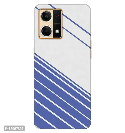 JugaaduStore Designer Printed Slim Fit Hard Case Back Cover for Oppo F21 Pro 4G / Oppo F21s Pro 4G | Chewode Blue Stripes (Polycarbonate)-thumb0