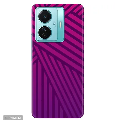 JugaaduStore Designer Printed Slim Fit Hard Case Back Cover for Vivo T1 Pro | Indigo Pink Stripes (Polycarbonate)