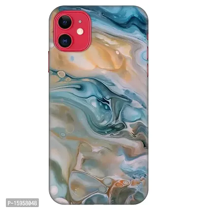 JugaaduStore Designer Printed Slim Fit Hard Case Back Cover for Apple iPhone 11 | Liquid Turquoise Marble (Polycarbonate)-thumb0