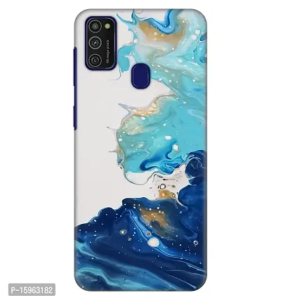 JugaaduStore Designer Printed Slim Fit Hard Case Back Cover for Samsung Galaxy M21 / Samsung Galaxy M30s / Samsung Galaxy M21 2021 | Blue Liquid Marble (Polycarbonate)