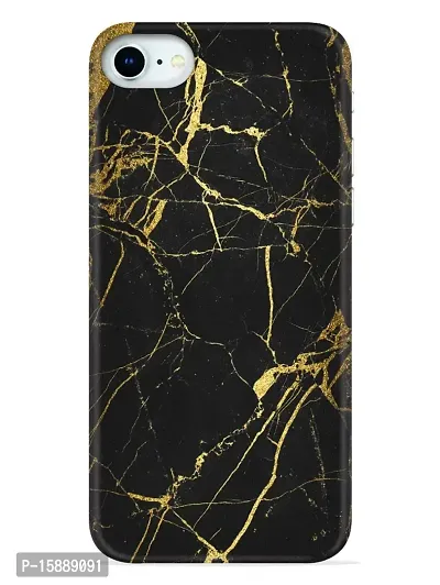 JugaaduStore Designer Printed Slim Fit Hard Case Back Cover for Apple iPhone 8 / iPhone 7 / iPhone SE (2022) | Classy Golden Black Marble (Polycarbonate)-thumb0