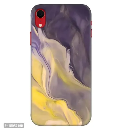 JugaaduStore Designer Printed Slim Fit Hard Case Back Cover for Apple iPhone XR | Yellow Purple Liquid Marble (Polycarbonate)