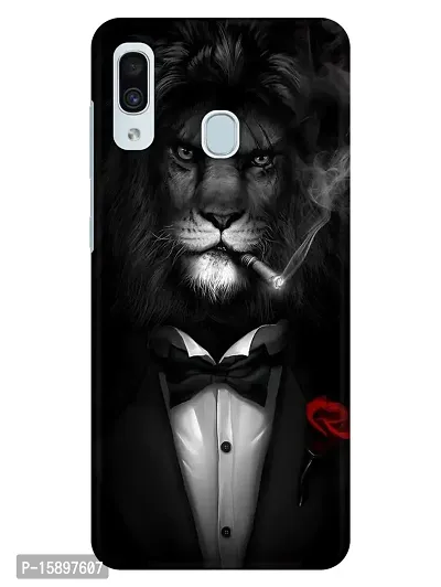 JugaaduStore Designer Printed Slim Fit Hard Case Back Cover for Samsung Galaxy A30 / Samsung Galaxy A20 | Suit Up Lion (Polycarbonate)