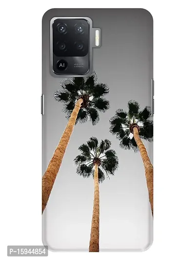 JugaaduStore Designer Printed Slim Fit Hard Case Back Cover for Oppo F19 Pro | Palm Trees Trio (Polycarbonate)