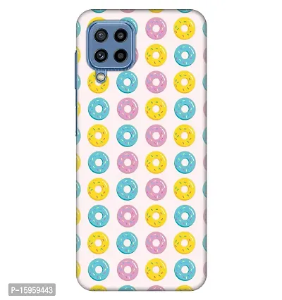 JugaaduStore Designer Printed Slim Fit Hard Case Back Cover for Samsung Galaxy M32 Prime Edition/Samsung Galaxy M32 / Samsung Galaxy F22 | Multicolour Donuts (Polycarbonate)