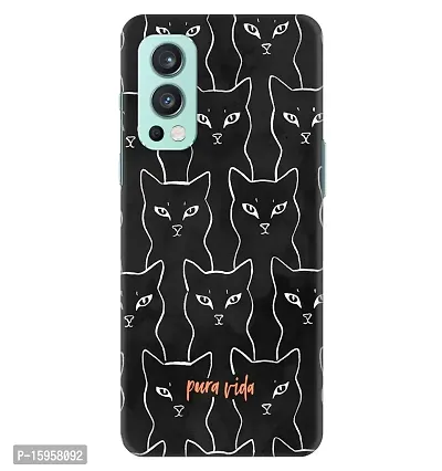 JugaaduStore Designer Printed Slim Fit Hard Case Back Cover for OnePlus Nord 2 5G | Cats Pura Vida (Polycarbonate)