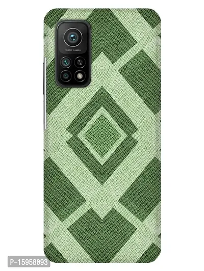 JugaaduStore Designer Printed Slim Fit Hard Case Back Cover for Xiaomi Mi 10T Pro 5G / Mi 10T 5G | Green Fabric Texture (Polycarbonate)-thumb0