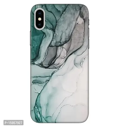 JugaaduStore Designer Printed Slim Fit Hard Case Back Cover for Apple iPhone X/iPhone Xs | Green Grey Marble (Polycarbonate)