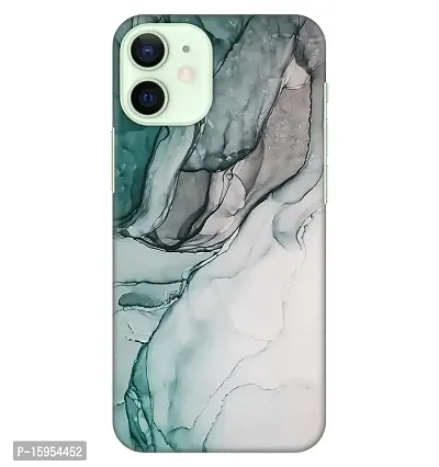 JugaaduStore Designer Printed Slim Fit Hard Case Back Cover for Apple iPhone 12 Mini | Green Grey Marble (Polycarbonate)