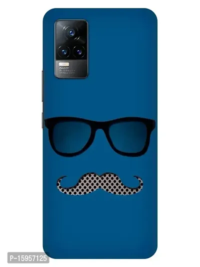 JugaaduStore Designer Printed Slim Fit Hard Case Back Cover for Vivo Y73 / Vivo V21e 4G | Moustache Swag Doodle (Polycarbonate)