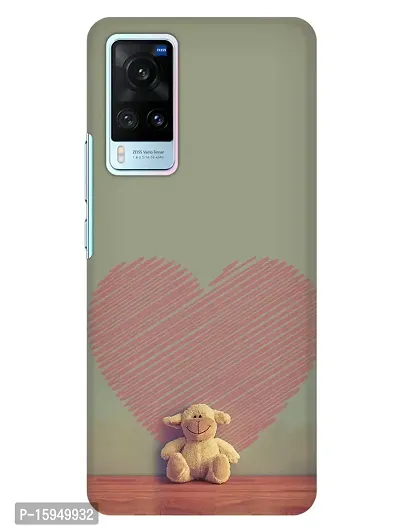 JugaaduStore Designer Printed Slim Fit Hard Case Back Cover for Vivo X60 | Love Teddy (Polycarbonate)