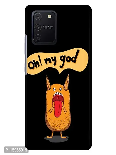 JugaaduStore Designer Printed Slim Fit Hard Case Back Cover for Samsung Galaxy S10 Lite | Orange Monster (Polycarbonate)