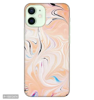 JugaaduStore Designer Printed Slim Fit Hard Case Back Cover for Apple iPhone 12 Mini | Classy Orange Marble (Polycarbonate)-thumb0