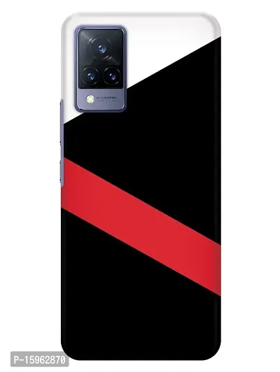 JugaaduStore Designer Printed Slim Fit Hard Case Back Cover for Vivo V21 | Tricolor Geometrical (Polycarbonate)-thumb0
