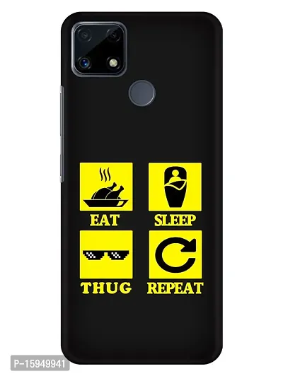 JugaaduStore Designer Printed Slim Fit Hard Case Back Cover for Realme C25s / Realme Narzo 30A / Narzo 20 / Realme C12 / Realme C25 | Eat Sleep Thug Repeat (Polycarbonate)