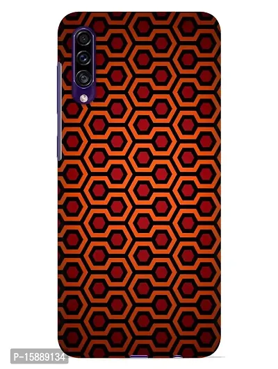 JugaaduStore Designer Printed Slim Fit Hard Case Back Cover for Samsung Galaxy A30s / Samsung Galaxy A50 / Samsung Galaxy A50s | Blaze Orange Hexagon (Polycarbonate)
