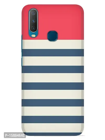 JugaaduStore Designer Printed Slim Fit Hard Case Back Cover for Vivo Y17 / Vivo Y11 / Vivo Y12 / Vivo Y17 | Pink Blue Stripes (Polycarbonate)