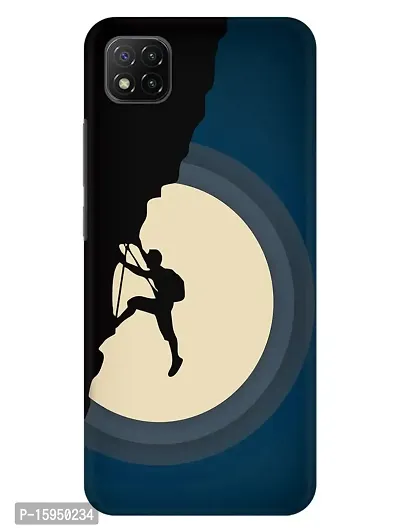 JugaaduStore Designer Printed Slim Fit Hard Case Back Cover for Xiaomi Poco C3 | Moon Climbing (Polycarbonate)