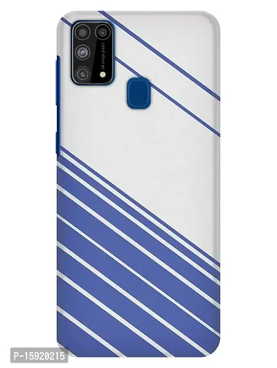 JugaaduStore Designer Printed Slim Fit Hard Case Back Cover for Samsung Galaxy M31 / Samsung Galaxy M31 Prime/Samsunng Galaxy F41 | Chewode Blue Stripes (Polycarbonate)
