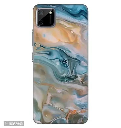 JugaaduStore Designer Printed Slim Fit Hard Case Back Cover for Realme C11 | Liquid Turquoise Marble (Polycarbonate)-thumb0