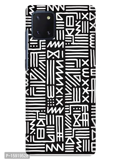 JugaaduStore Designer Printed Slim Fit Hard Case Back Cover for Samsung Galaxy Note 10 Lite | Monochrome Aztec (Polycarbonate)