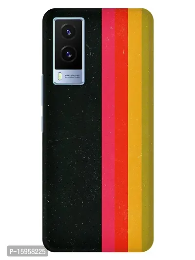 JugaaduStore Designer Printed Slim Fit Hard Case Back Cover for Vivo V21e 5G | Multicolor Stripes (Polycarbonate)