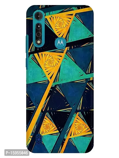 JugaaduStore Designer Printed Slim Fit Hard Case Back Cover for Motorola Moto G8 Power Lite | Green Blue Triangles (Polycarbonate)