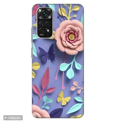JugaaduStore Designer Printed Slim Fit Hard Case Back Cover for Xiaomi Redmi Note 11S / Redmi Note 11 | Purple Peach Floral (Polycarbonate)