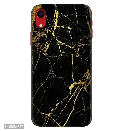 JugaaduStore Designer Printed Slim Fit Hard Case Back Cover for Apple iPhone XR | Classy Golden Black Marble (Polycarbonate)