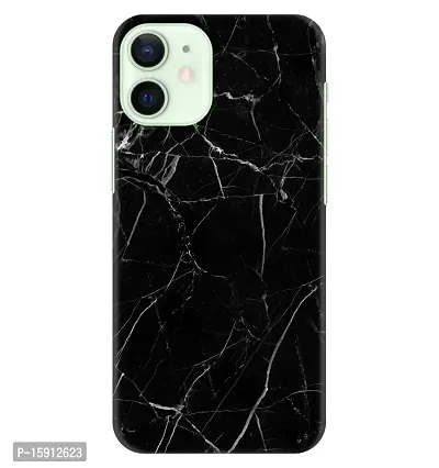 JugaaduStore Designer Printed Slim Fit Hard Case Back Cover for Apple iPhone 12 Mini | Classy Black Marble (Polycarbonate)