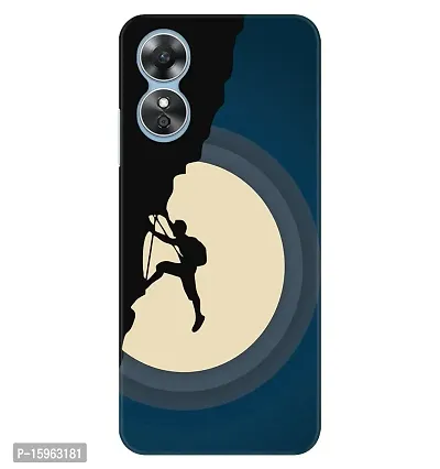 JugaaduStore Designer Printed Slim Fit Hard Case Back Cover for Oppo A17 | Moon Climbing (Polycarbonate)
