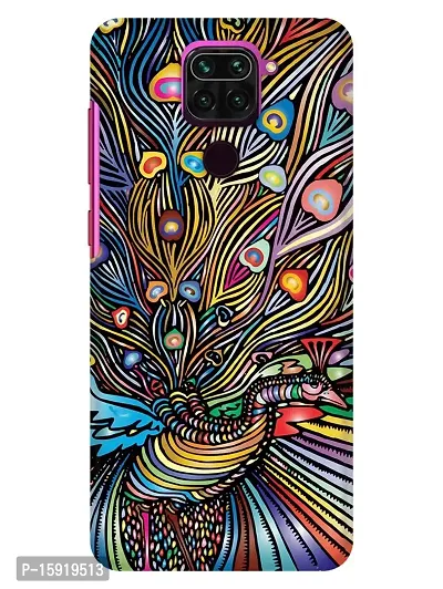 JugaaduStore Designer Printed Slim Fit Hard Case Back Cover for Xiaomi Redmi Note 9 | Colourful Peacock (Polycarbonate)