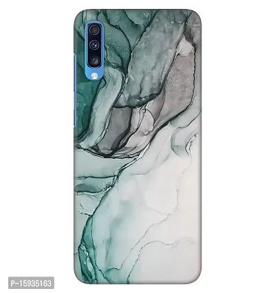 JugaaduStore Designer Printed Slim Fit Hard Case Back Cover for Samsung Galaxy A70 | Green Grey Marble (Polycarbonate)