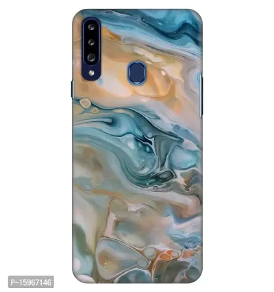JugaaduStore Designer Printed Slim Fit Hard Case Back Cover for Samsung Galaxy A20s | Liquid Turquoise Marble (Polycarbonate)