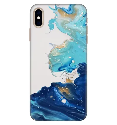 JugaaduStore Designer Printed Slim Fit Hard Case Back Cover for Apple iPhone Xs Max | Blue Liquid Marble (Polycarbonate)