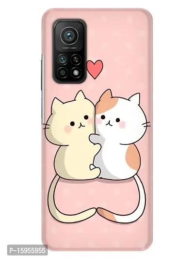 JugaaduStore Designer Printed Slim Fit Hard Case Back Cover for Xiaomi Mi 10T Pro 5G / Mi 10T 5G | Love Cats Heart (Polycarbonate)
