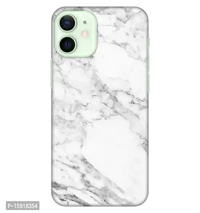 JugaaduStore Designer Printed Slim Fit Hard Case Back Cover for Apple iPhone 12 Mini | Classy White Marble (Polycarbonate)-thumb0