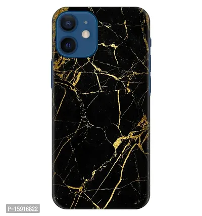 JugaaduStore Designer Printed Slim Fit Hard Case Back Cover for Apple iPhone 12 / iPhone 12 Pro | Classy Golden Black Marble (Polycarbonate)