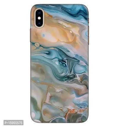 JugaaduStore Designer Printed Slim Fit Hard Case Back Cover for Apple iPhone Xs Max | Liquid Turquoise Marble (Polycarbonate)-thumb0