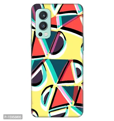 JugaaduStore Designer Printed Slim Fit Hard Case Back Cover for OnePlus Nord 2 5G | Pastel Triangles (Polycarbonate)