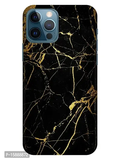 JugaaduStore Designer Printed Slim Fit Hard Case Back Cover for Apple iPhone 12 Pro/iPhone 12 | Classy Golden Black Marble (Polycarbonate)
