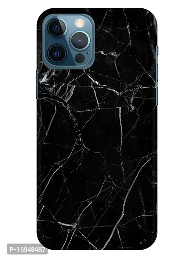 JugaaduStore Designer Printed Slim Fit Hard Case Back Cover for Apple iPhone 12 Pro/iPhone 12 | Classy Black Marble (Polycarbonate)-thumb0
