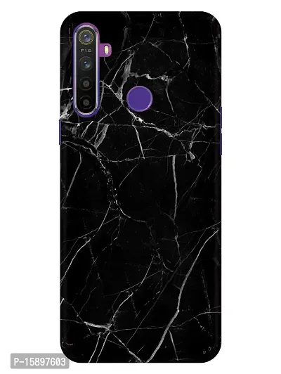 JugaaduStore Designer Printed Slim Fit Hard Case Back Cover for Realme 5 / Realme 5i / Realme 5s | Classy Black Marble (Polycarbonate)