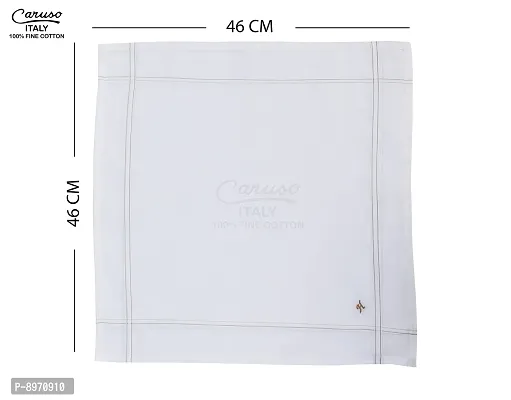 Caruso Italy Men's Initial Monogram H Embroidery 100% Pure Cotton Handkerchief White Base With Colored Border - Pack Of 6-thumb4