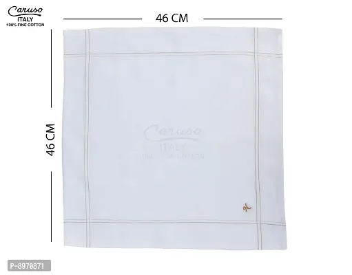 Caruso Italy Men's Initial Monogram N Embroidery 100% Pure Cotton Handkerchief White Base With Colored Border - Pack Of 6-thumb4