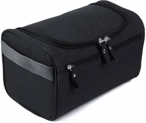 Vitzie Hanging Fabric Travel Toiletry Bag Organizer and Dopp Kit (25 cm x 13.5 cm x 15 cm,Black)