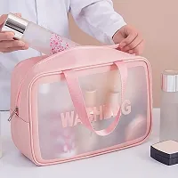 Toiletry Bag Zipper Wash Bag with Handle Household Grooming Kit Portable Organizer Case Carry Pouch for Women and Men (Pink)-thumb2